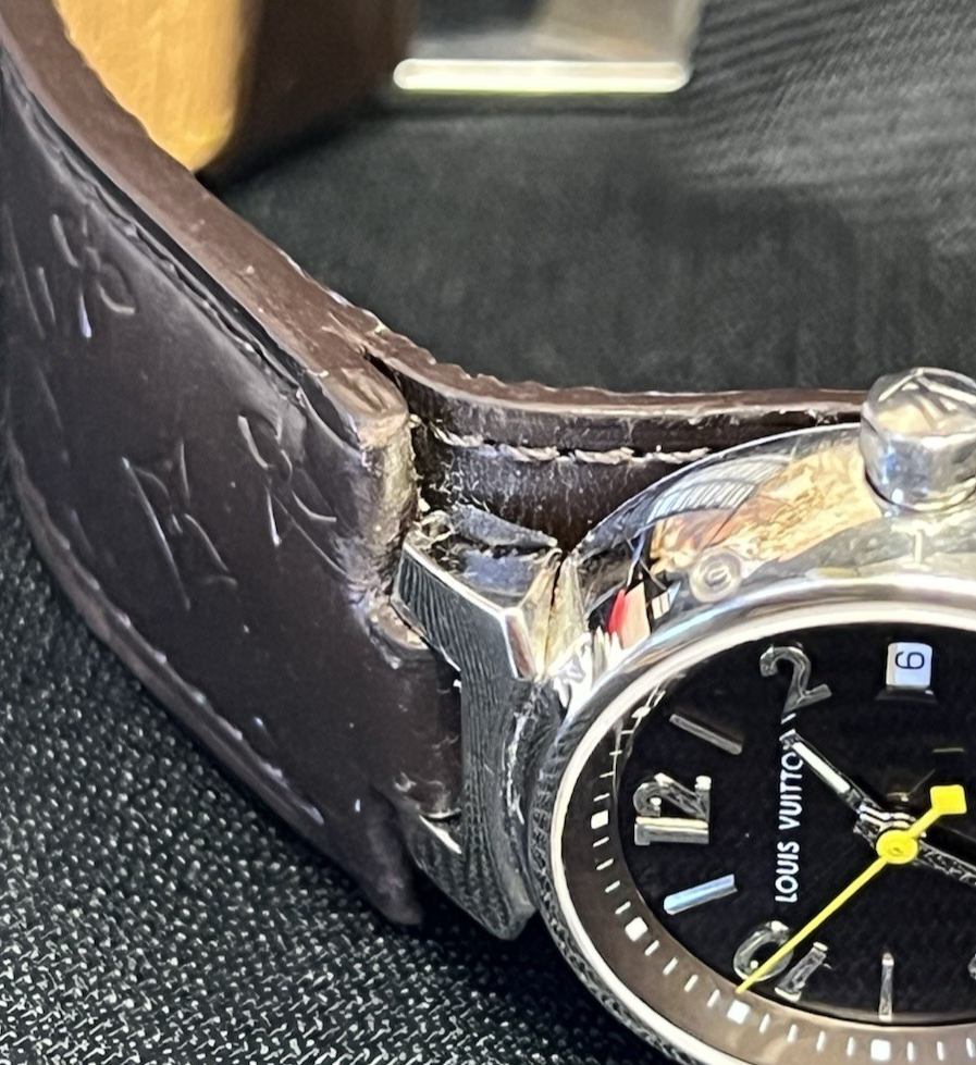 Louis Vuitton Tambour Watch Brown Stainless Steel Leather 28mm Q1211 (view 15)