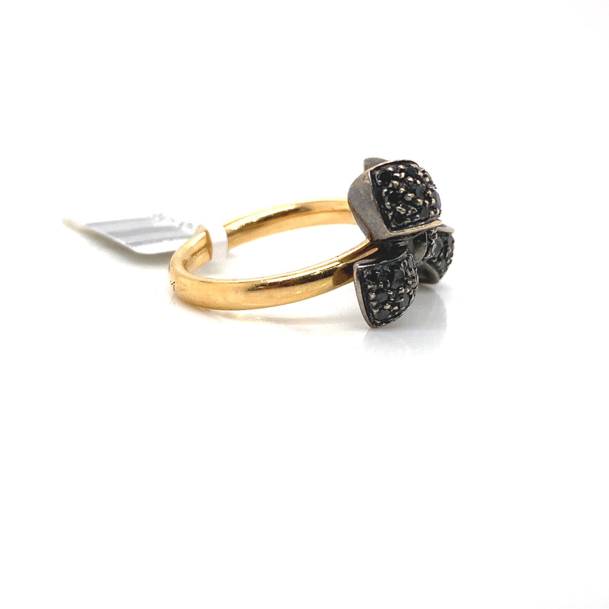 Pomellato ring 18K two tone bow design with 0.70ctw black dias. size 5 (view 2)