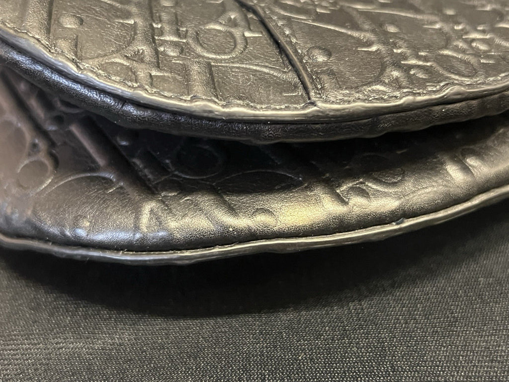 CHRISTIAN DIOR BLACK OBLIQUE EMBOSSED CALFSKIN SADDLE BAG — view 14