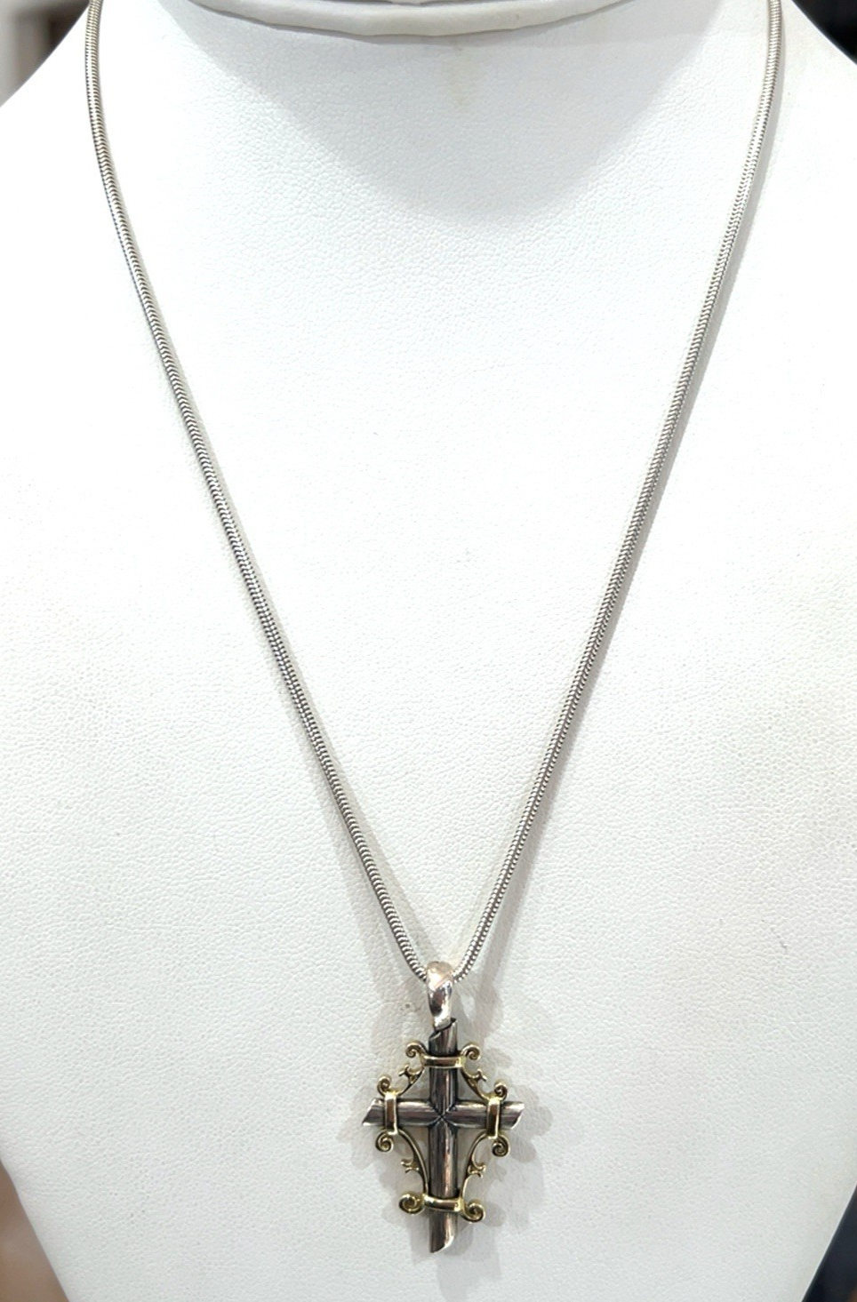 Ann King Sterling Silver 925 18K Yellow Gold Queen's Cross Ivy Pendant Necklace (view 6)