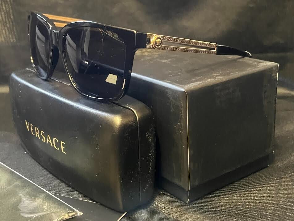 Versace Square Sunglasses Black, Gold Frame/Grey Lens VE4307 GB1/87 58-17 145mm (view 7)