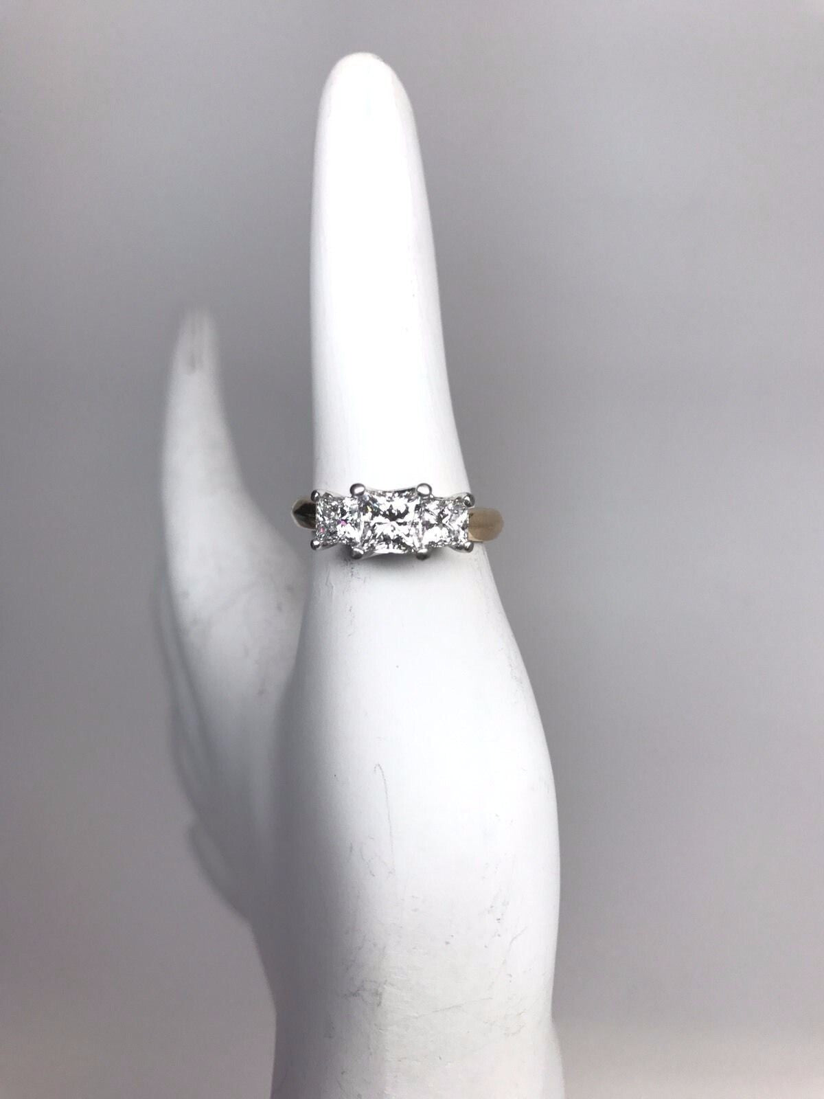 No Brand 2.20tcw Three Stone Diamond Engagement Ring and Wedding Band 17k Gold & Platinum — view 3