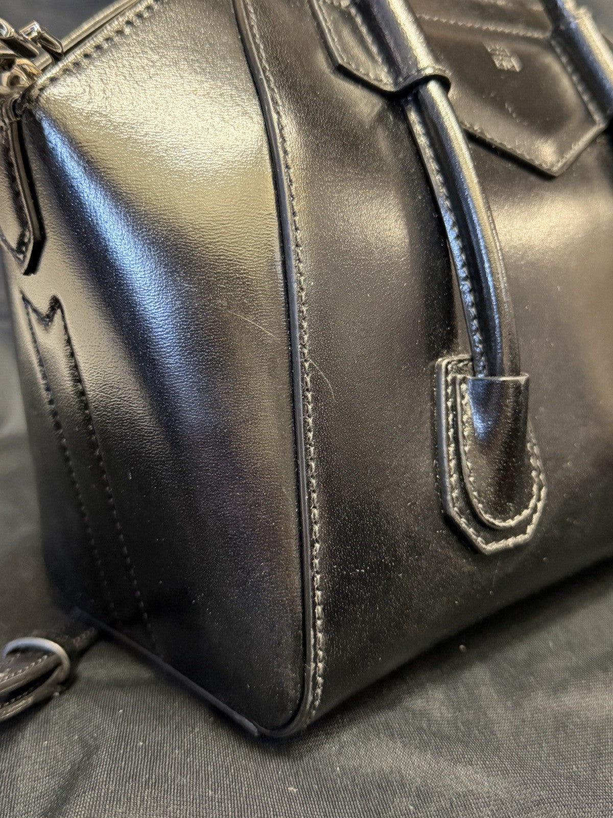 Givenchy Mini Antigona Lock Leather Satchel with Crossbody Strap Black (view 14)