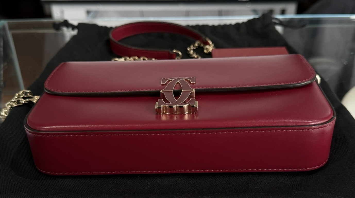 Cartier Mini Bag, C de Cartier Cherry Red Calfskin Gold Hardware Chain Strap — view 5