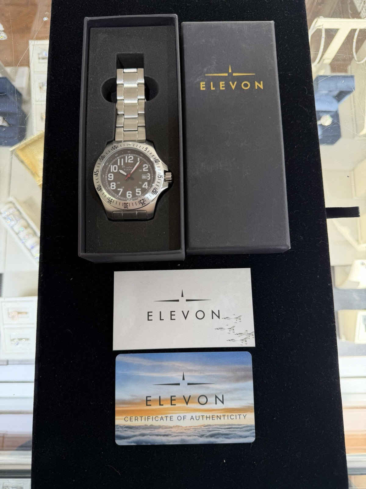 Elevon Aviator Silver/Black 41mm Stainless Steel Watch Date Indicator ELE120-2 (view 8)