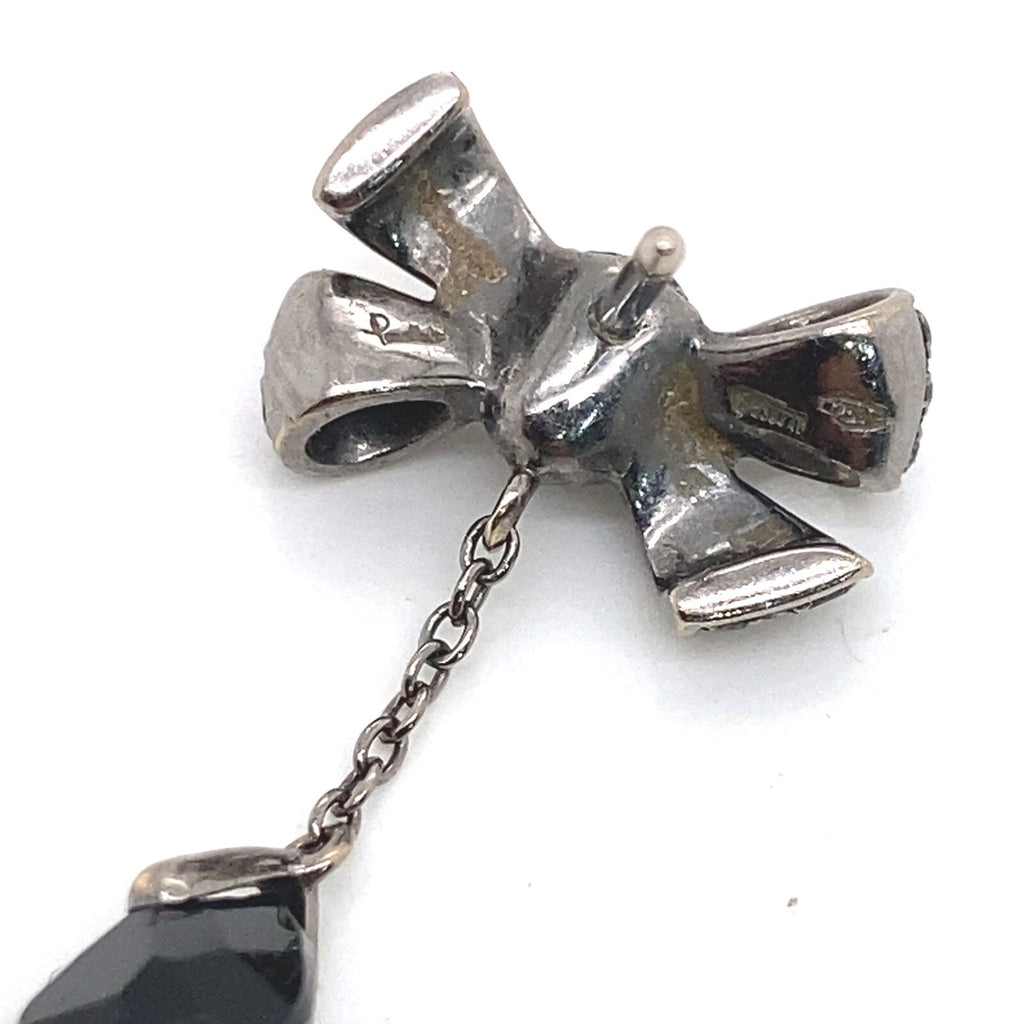 Pomellato 18k bow design dangle earrings with black dias and onix (view 3)