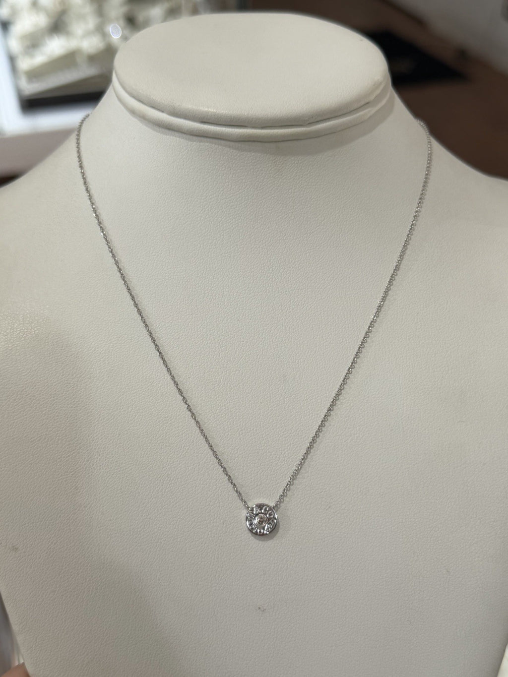 Tiffany & Co 18K WHITE GOLD necklace 1837 collection w/diamond 17in long & POUCH (view 7)
