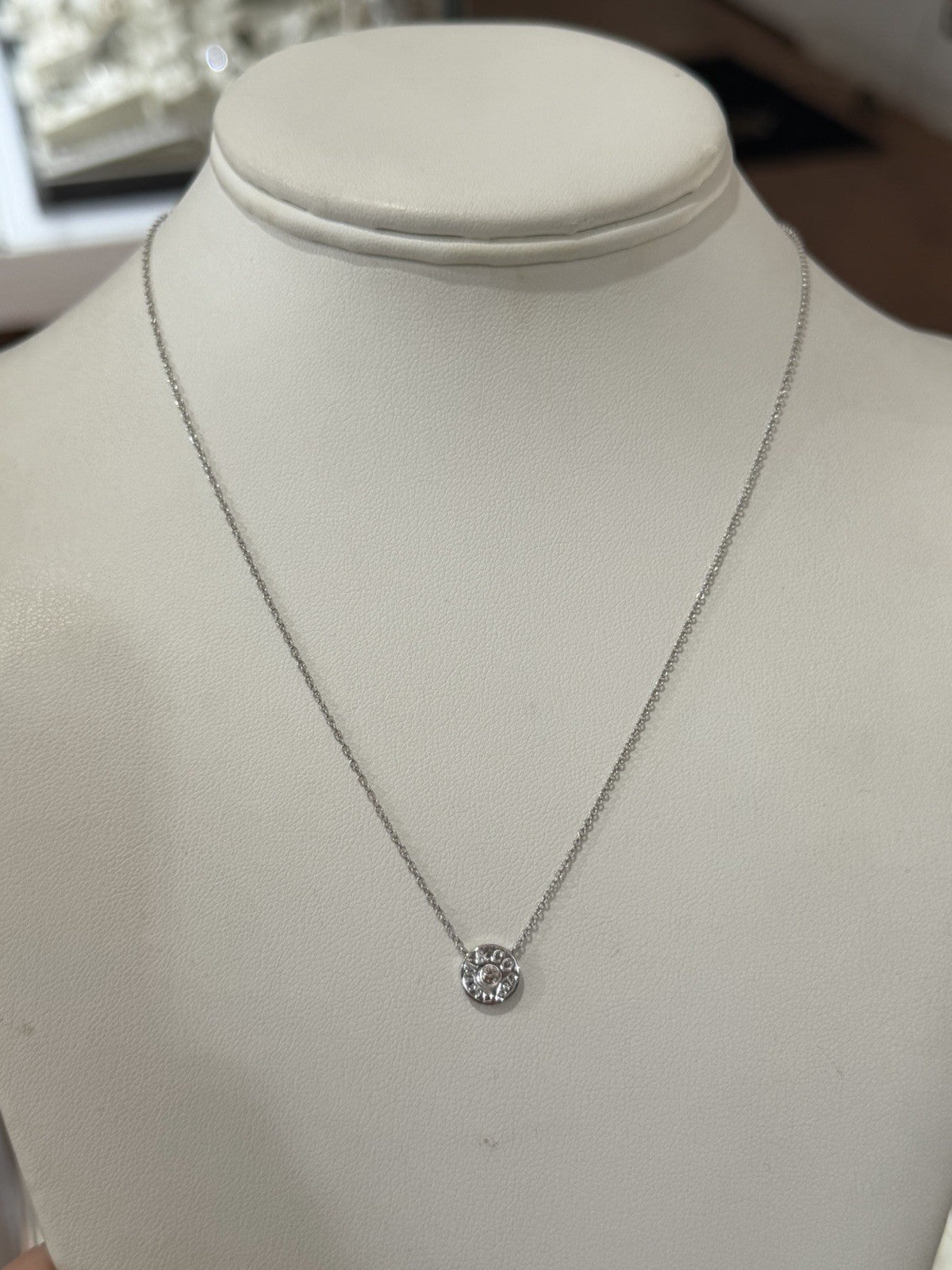 Tiffany & Co 18K WHITE GOLD necklace 1837 collection w/diamond 17in long & POUCH (view 7)