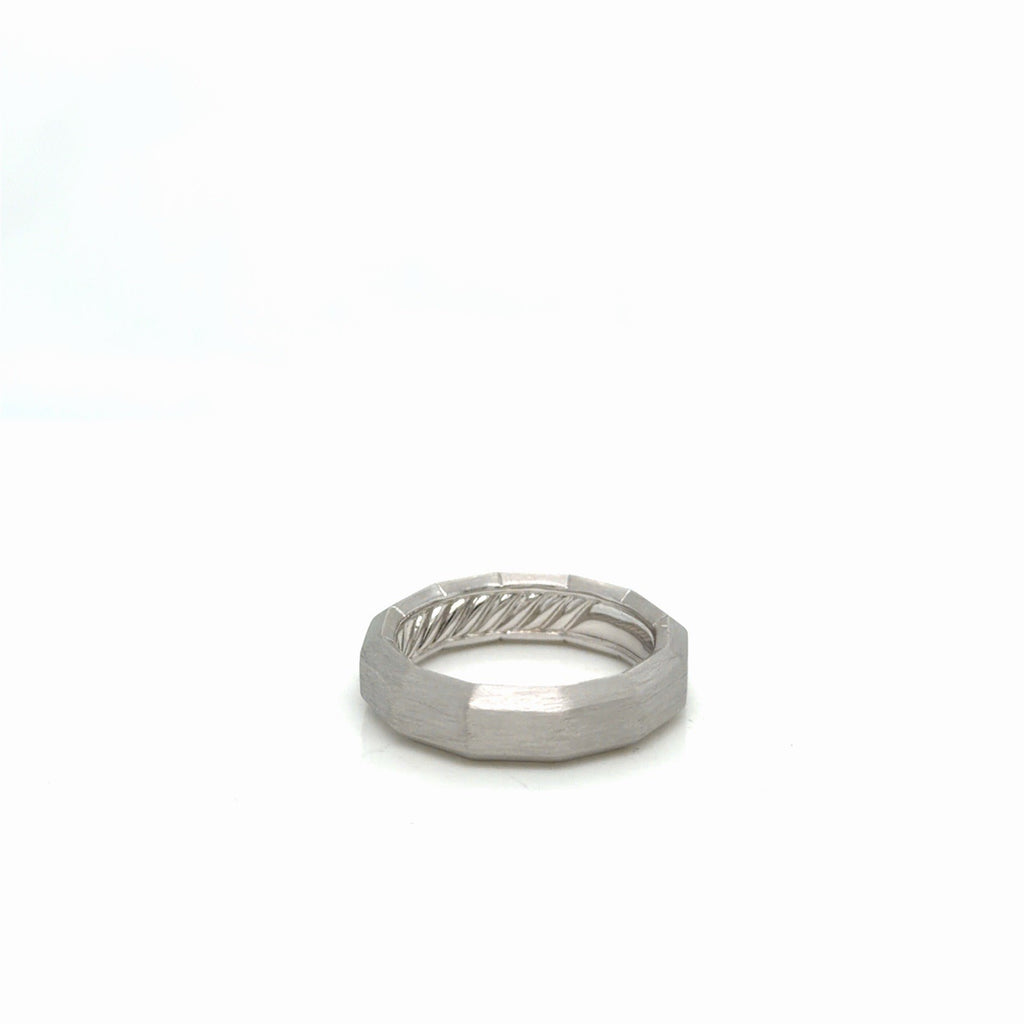 David Yurman Faceted Band Ring Brushed 18k White Gold 6 mm Size 8 — view 7