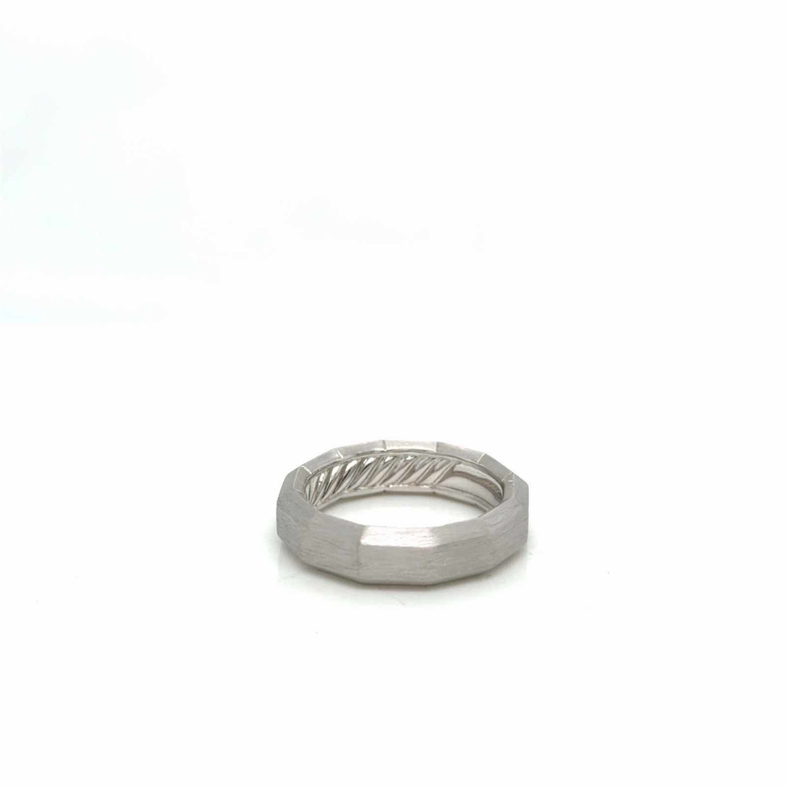 David Yurman Faceted Band Ring Brushed 18k White Gold 6 mm Size 8 — view 7