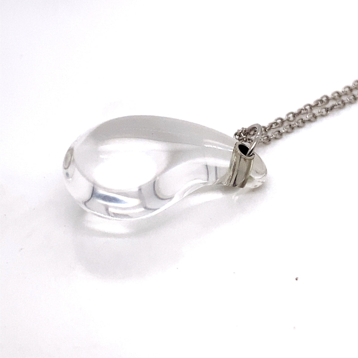 Tiffany & Co. Elsa Peretti Platinum Crystal Quartz Tear Drop Pendant Necklace (view 2)