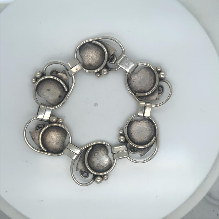 Alphonse Lapaglia Designed Sterling Silver Leaf Bracelet Vintage 7.5 in (view 2)