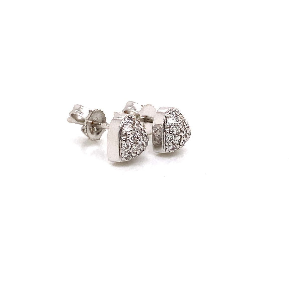 0.30tcw Roberto Coin 18k White Gold Pave Diamond Puff Heart Stud Earrings (view 3)