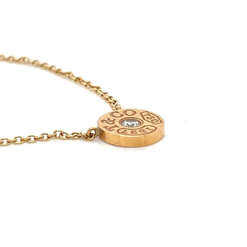 Tiffany & CO Diamond Circle Pendant 16" Necklace 18K Rose Gold with Box (view 3)