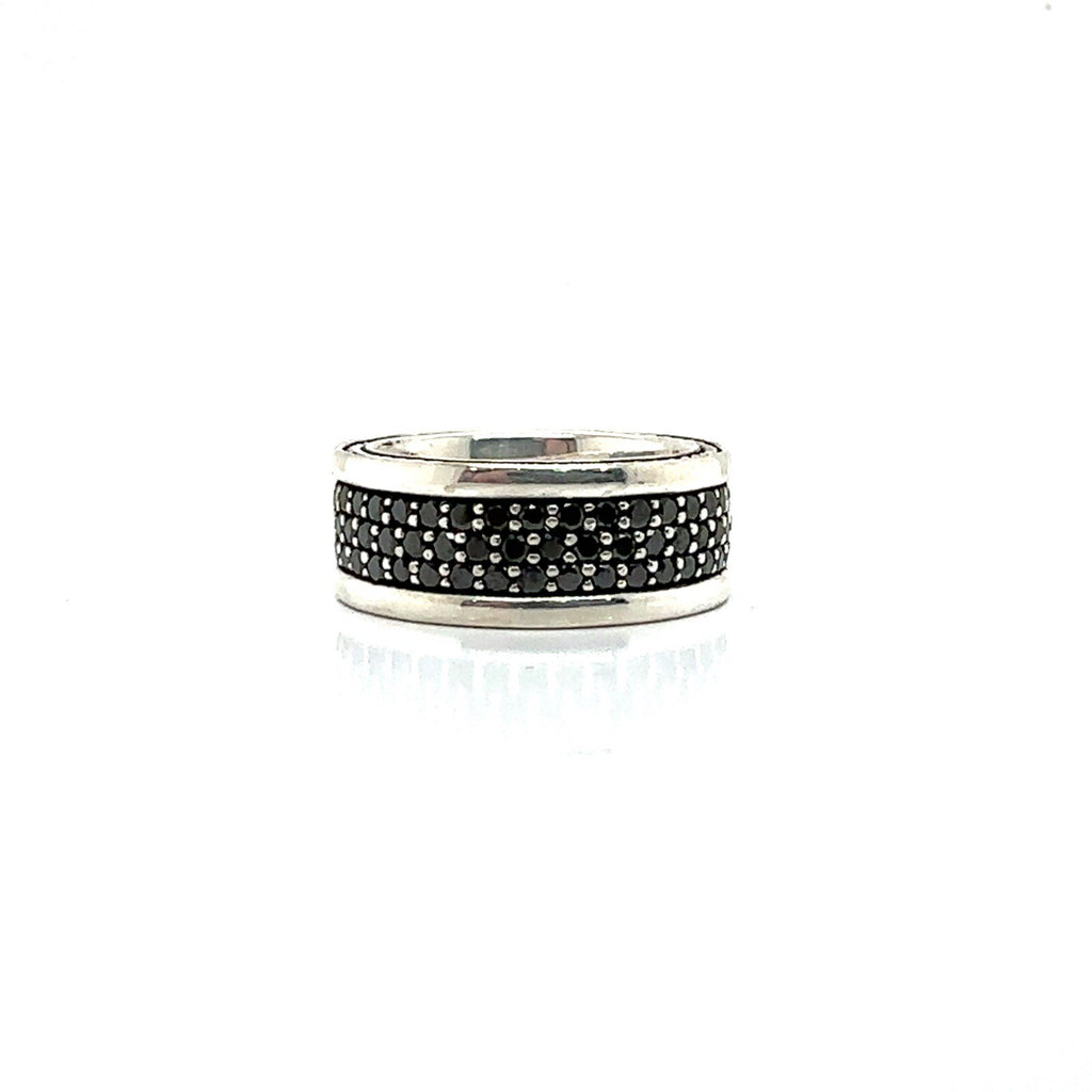 David Yurman Sterling Silver 3 Row Black Diamond Streamline Band Ring Size 7.5 — Certified Authentic | San Diego Jewelry Buye