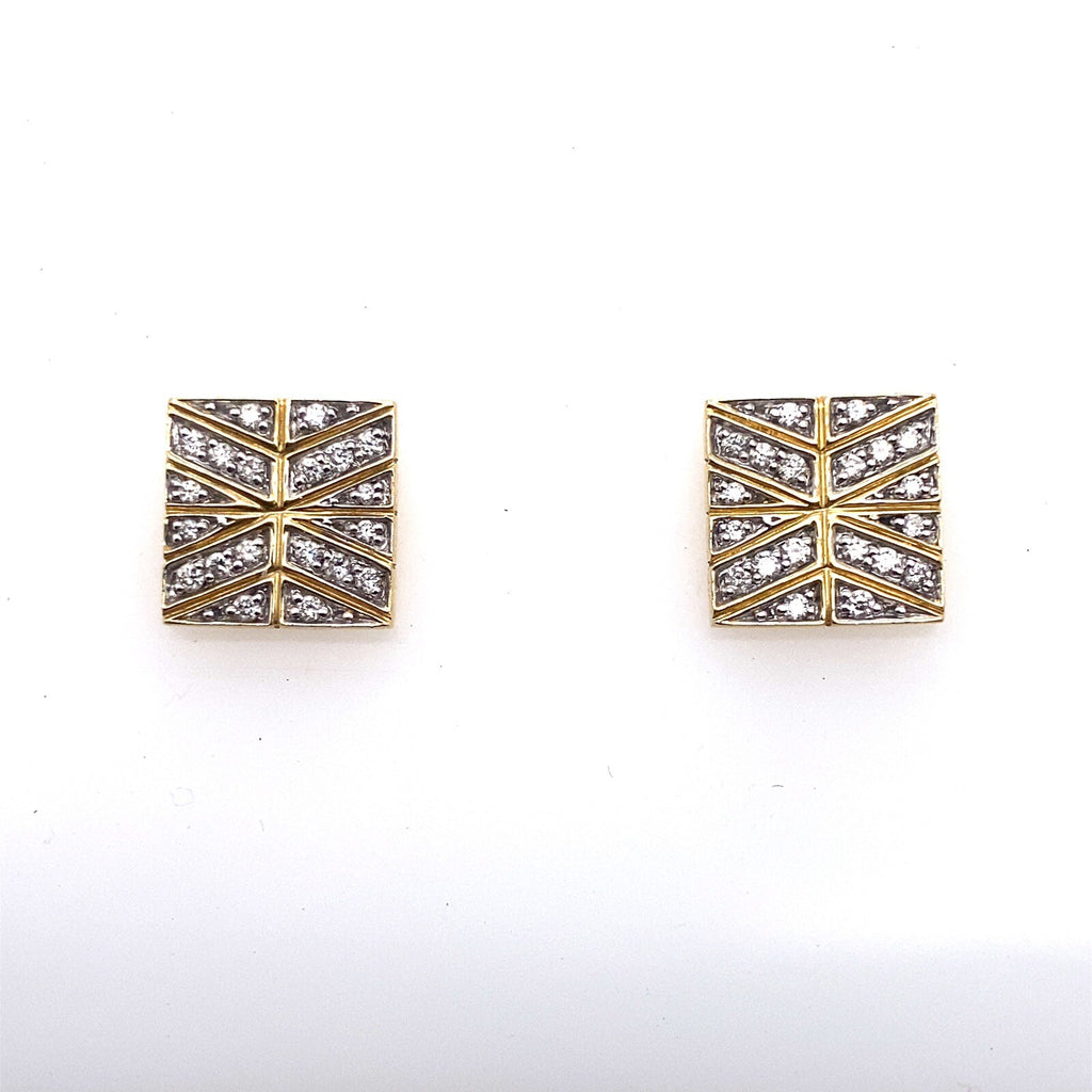John Hardy 18k Yellow Gold Diamond Modern Chain Square Stud Earrings (view 2)