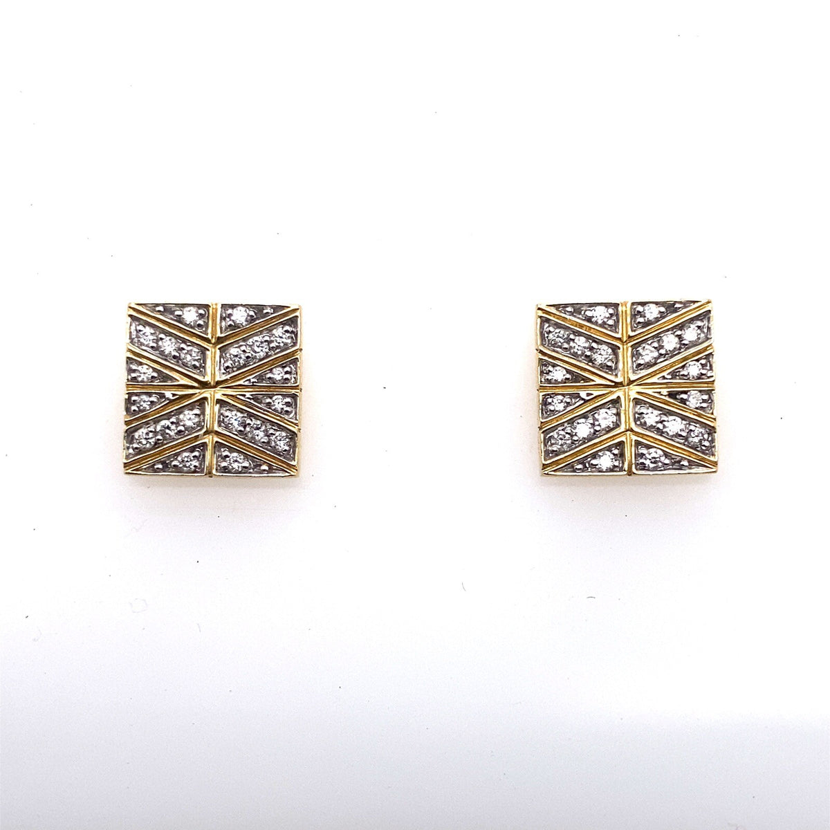 John Hardy 18k Yellow Gold Diamond Modern Chain Square Stud Earrings (view 2)