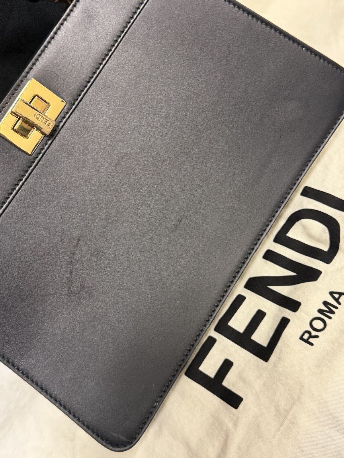 Fendi Peekaboo I See U East-West Black Leather Bag with Beaded Fringe (view 11)