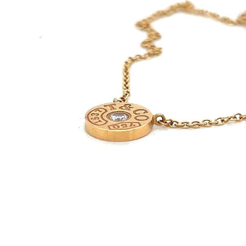 Tiffany & CO Diamond Circle Pendant 16" Necklace 18K Rose Gold with Box (view 2)