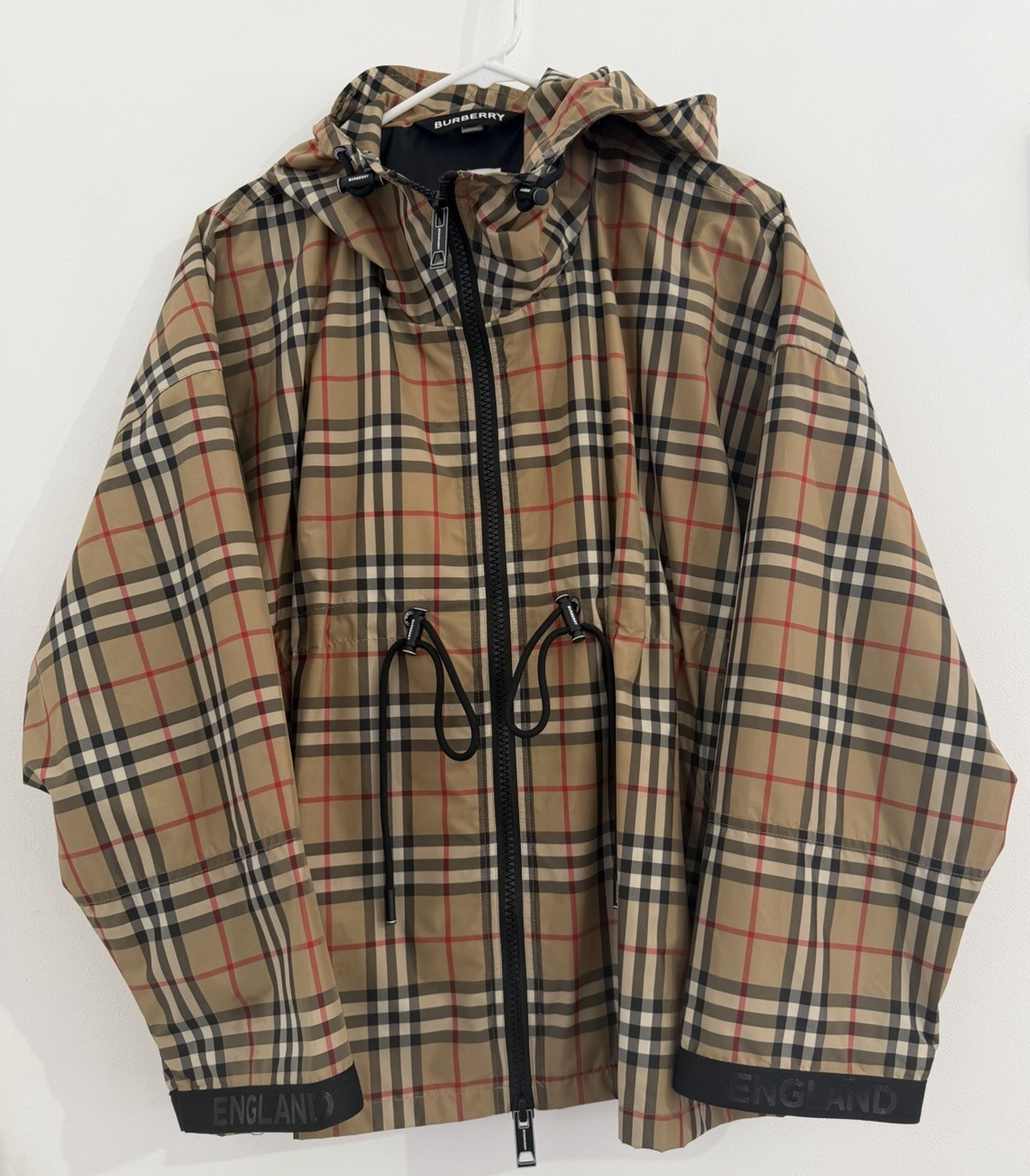 Burberry Check Hooded Jacket Drawstring Long Sleeve US Size 2 (view 1)