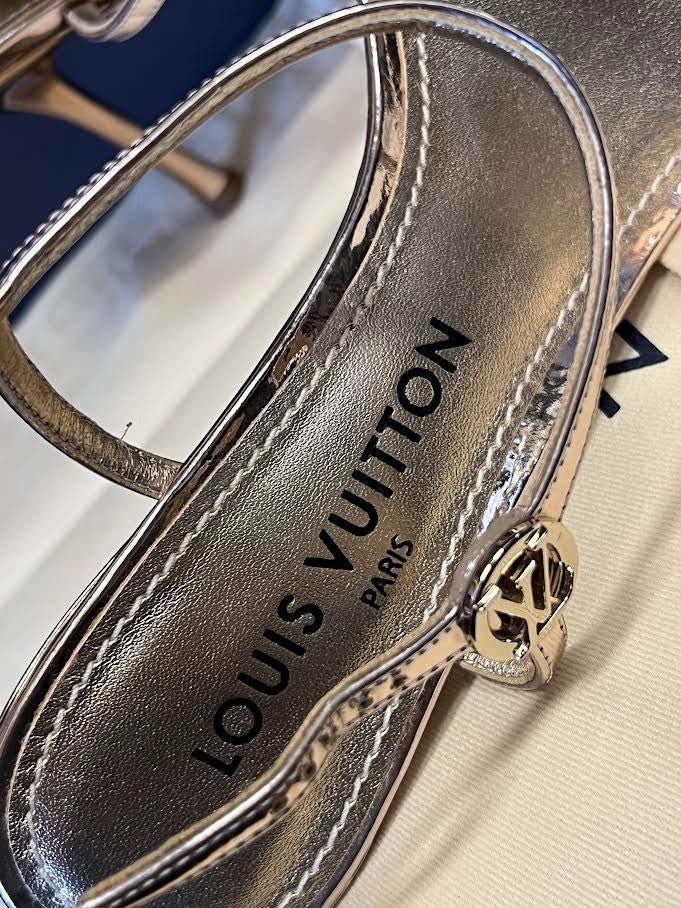 Louis Vuitton 6AM Sandal Size 38 (us 8) 1AGWYQ Gold Metallic Leather Heels (view 15)
