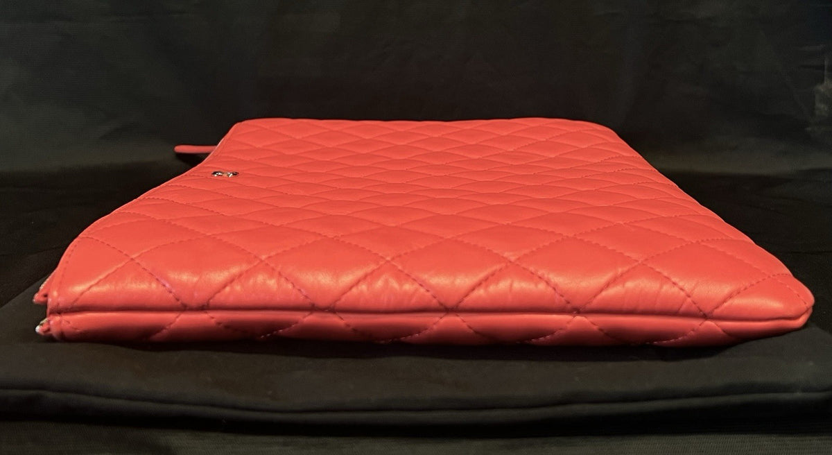 Chanel Large Clutch Pouch Red Leather with Organizer Insert and Dust Bag (view 6)