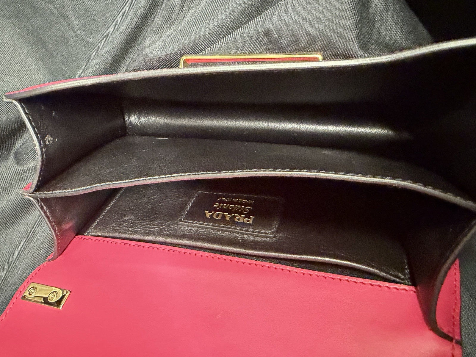 Prada Sidonie Calfskin Handbag Pink and Gold Chain Strap — view 8