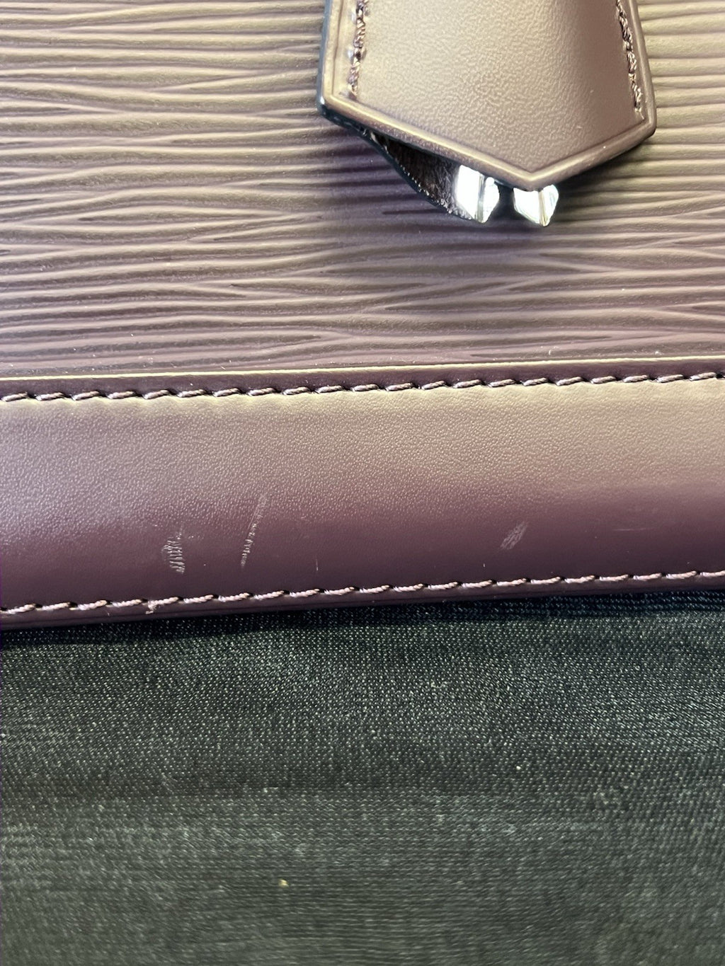 Louis Vuitton Alma PM Epi Leather Top Handle Bag Lock, Clochette, Key Plum (view 11)