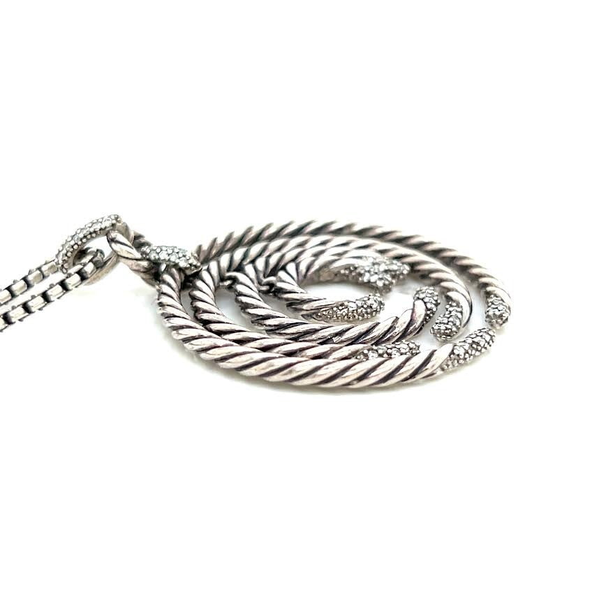 DAVID YURMAN WILLOW PENDANT NECKLACE STERLING SILVER 18" CHAIN W JEWELRY BAG — view 8