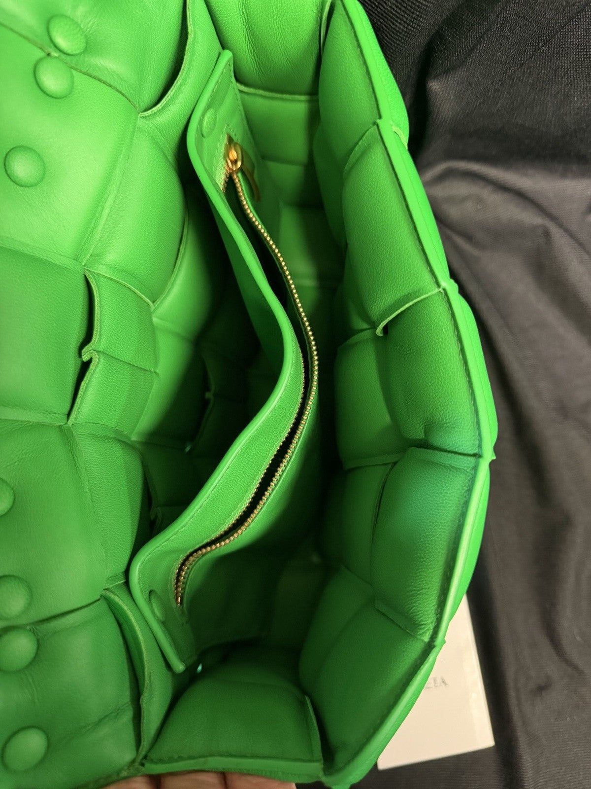Bottega Veneta Padded Chain Cassette Bag Green Lambskin Gold Chain Strap — view 7