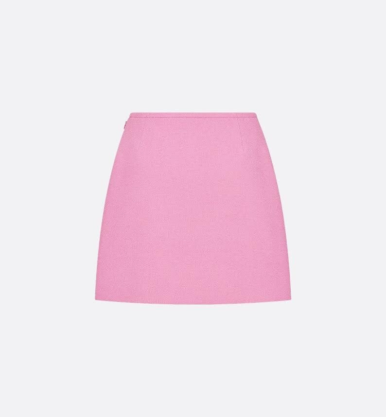 CHRISTIAN DIOR MINISKIRT HYDRANGEA PINK WOOL/COTTON BOULCE BLEND SIZE 34/ US 01