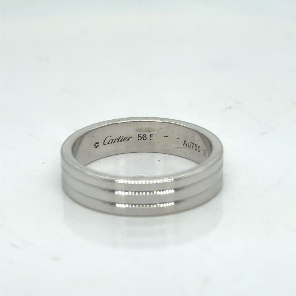 Cartier Vendome Louis Wedding Band Ring 18k White Gold Au 750 Size 56 (US 7.5) (view 2)