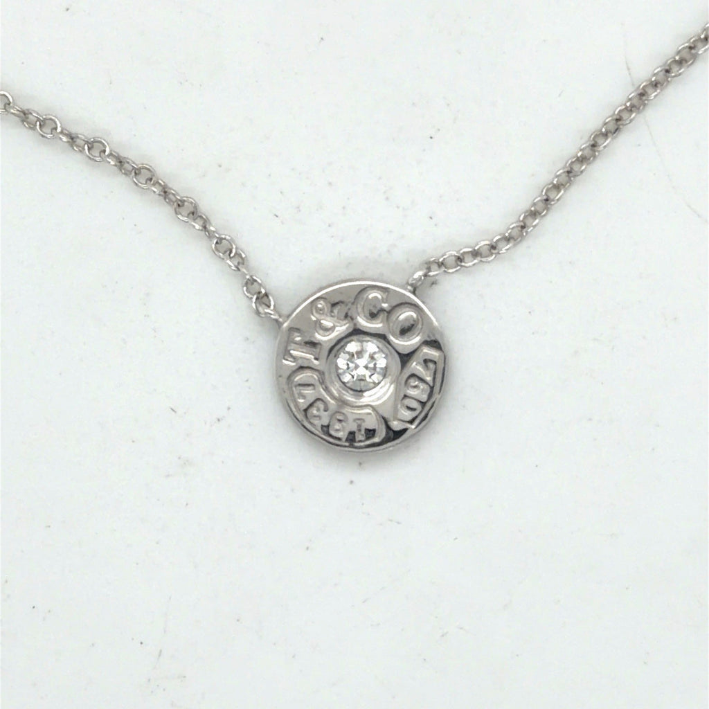 Tiffany & Co 18K WHITE GOLD necklace 1837 collection w/diamond 17in long & POUCH (view 3)