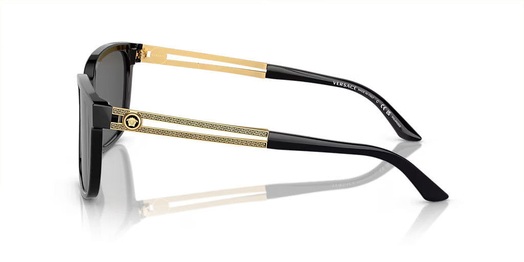 Versace Square Sunglasses Black, Gold Frame/Grey Lens VE4307 GB1/87 58-17 145mm — view 3