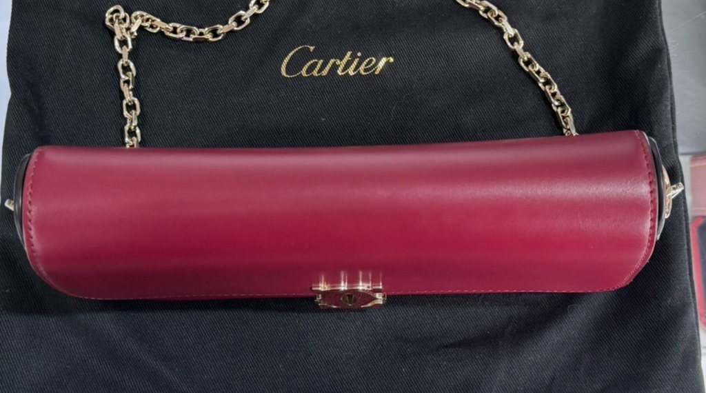 Cartier Mini Bag, C de Cartier Cherry Red Calfskin Gold Hardware Chain Strap (view 6)