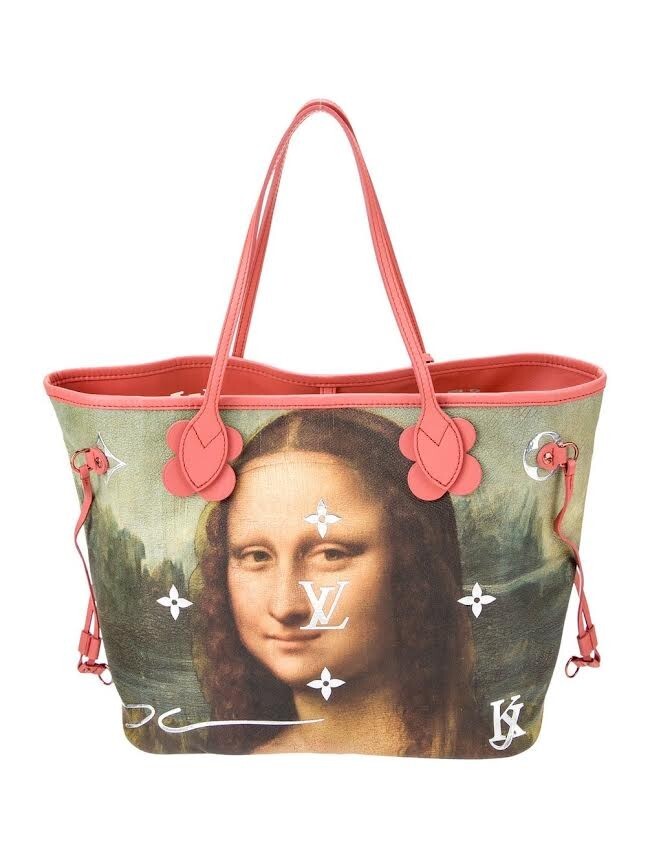 LOUIS VUITTON xJEFF KOONS MASTERS COLLECTION DA VINCI NEVERFULL MM PINK INTERIOR — view 3