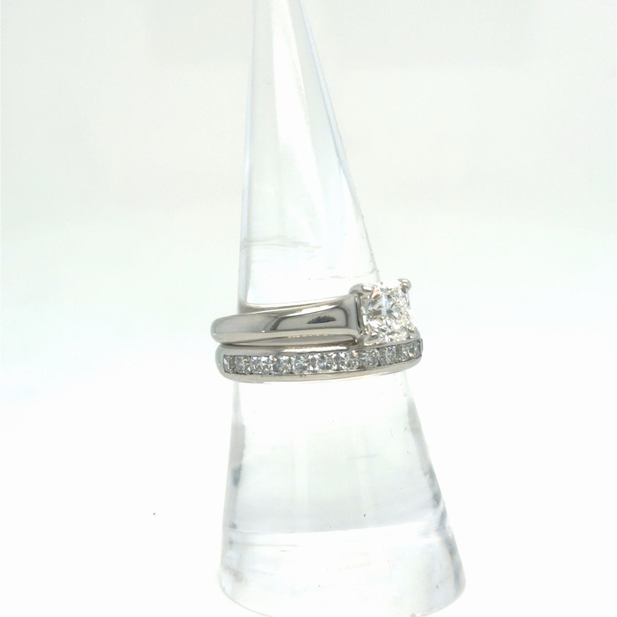 Tiffany & Co. Lucida Ring Set PT950 1.06ct Solitare & Channel Set Band Size 7.5 (view 2)