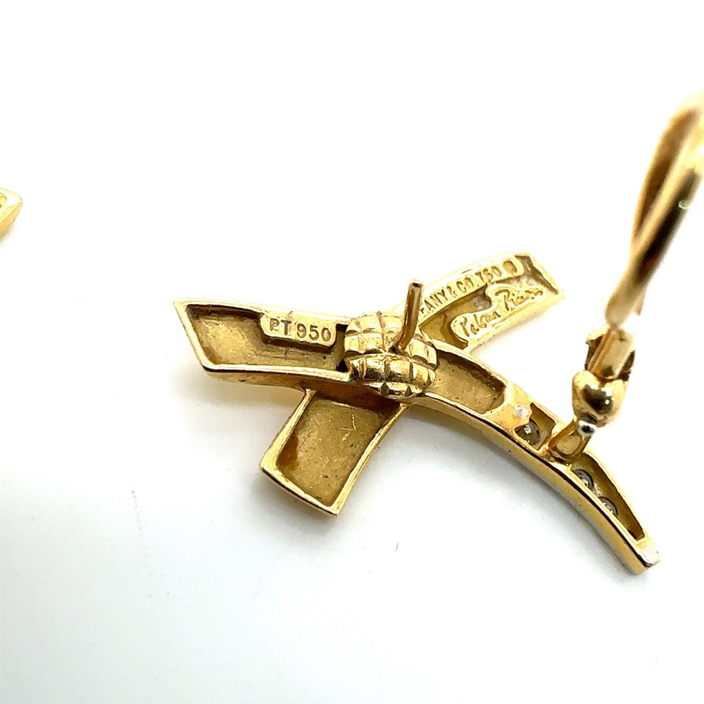 Tiffany & Co. 18k Yellow Gold Platinum & Diamonds Paloma Picasso Kiss Earrings (view 6)