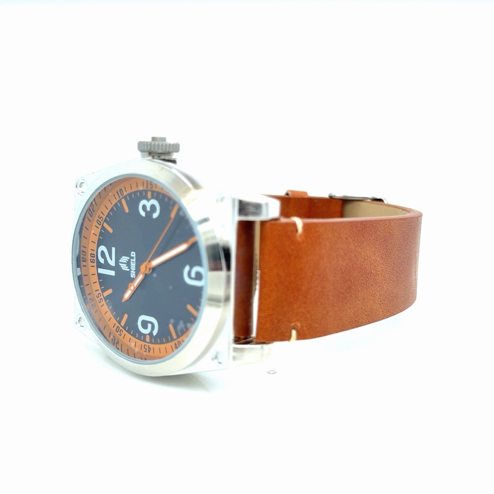 Shield 40mm Cavern Watch Black/Orange Dial, Tan Leather Strap SLDSH110-3 (view 8)
