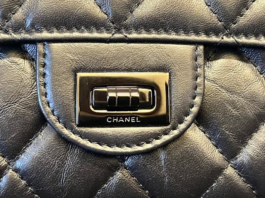 Chanel Quilted 2.55 Long Wallet Black Calfskin Leather Front Flap (view 8)