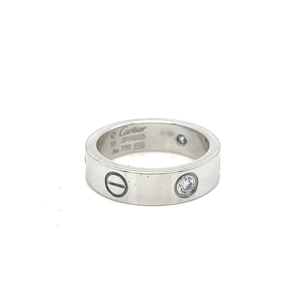 Cartier Love Ring Classic 5.5mm 3 Diamonds 0.23tcw 18K White Gold Size 55 (7.5) — view 2
