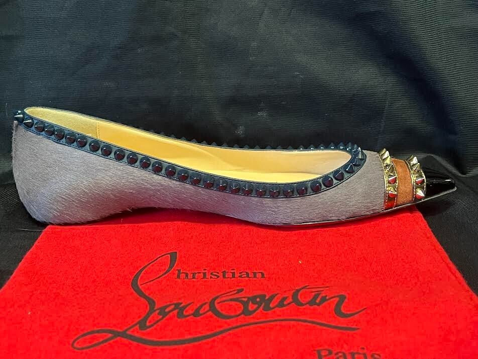 Christian Louboutin Calf Hair Spiked Malabar Hill Flat Size 38 (us 8) (view 5)