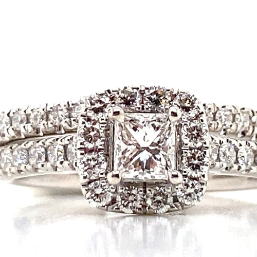 1.11ctw Neil Lane 14k White Gold Diamond Engagement Ring Wedding Band Set 6.25 (view 2)