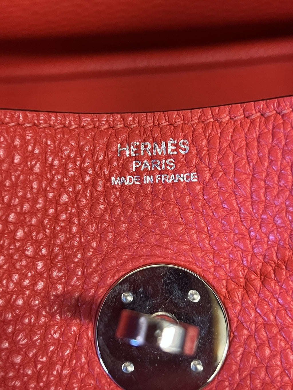 Hermes 2017 Lindy 30 Red Leather Shoulder Bag, Organizer & Dust Bag (view 11)