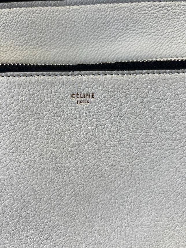 CELINE GRAINED CALFSKIN MEDIUM EDGE SHOULDER BAG WHITE W DUST BAG — view 9