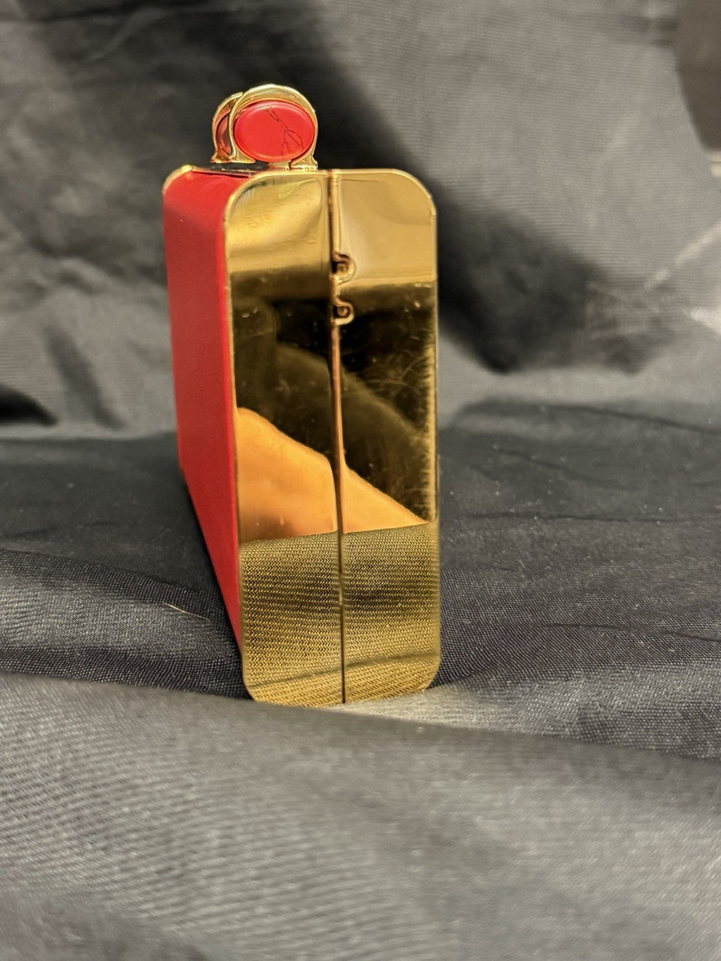 Carolina Herrera Scala Insignia Small Clutch Red/Gold w Chain Strap (view 7)