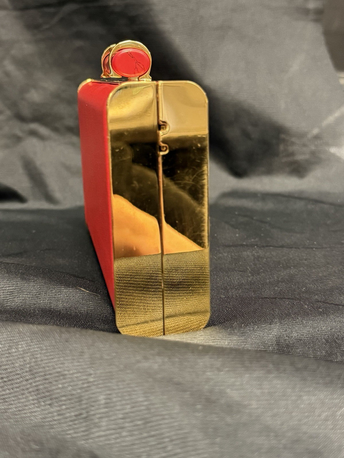 Carolina Herrera Scala Insignia Small Clutch Red/Gold w Chain Strap (view 7)