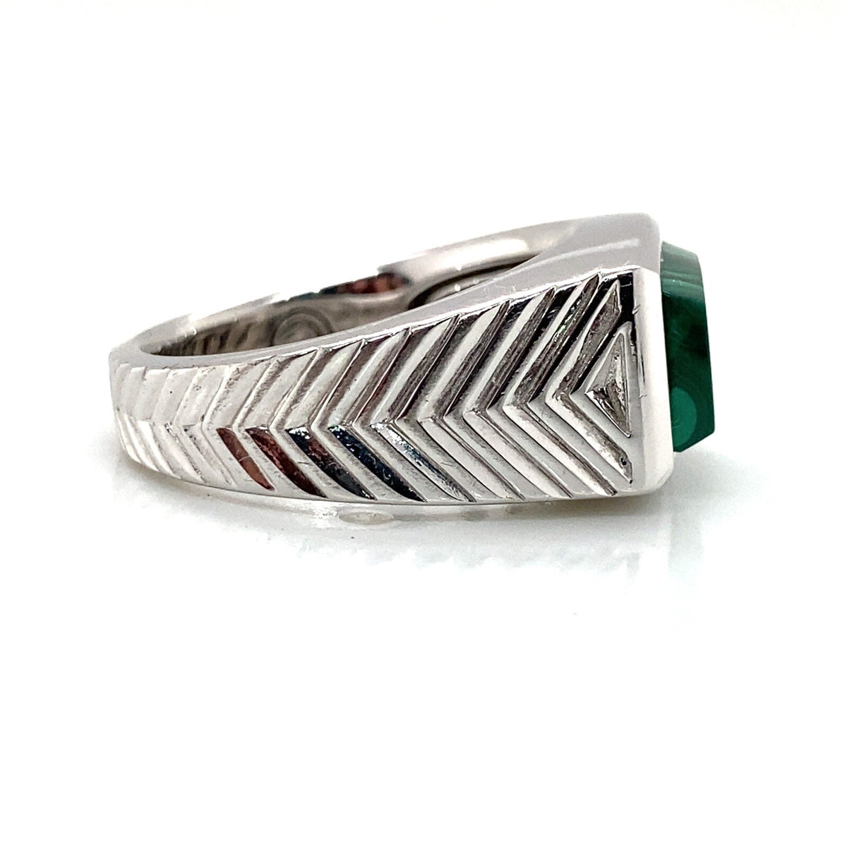 Effy Sterling Silver Malachite Square Top Chevron Ring Size 10 (view 3)
