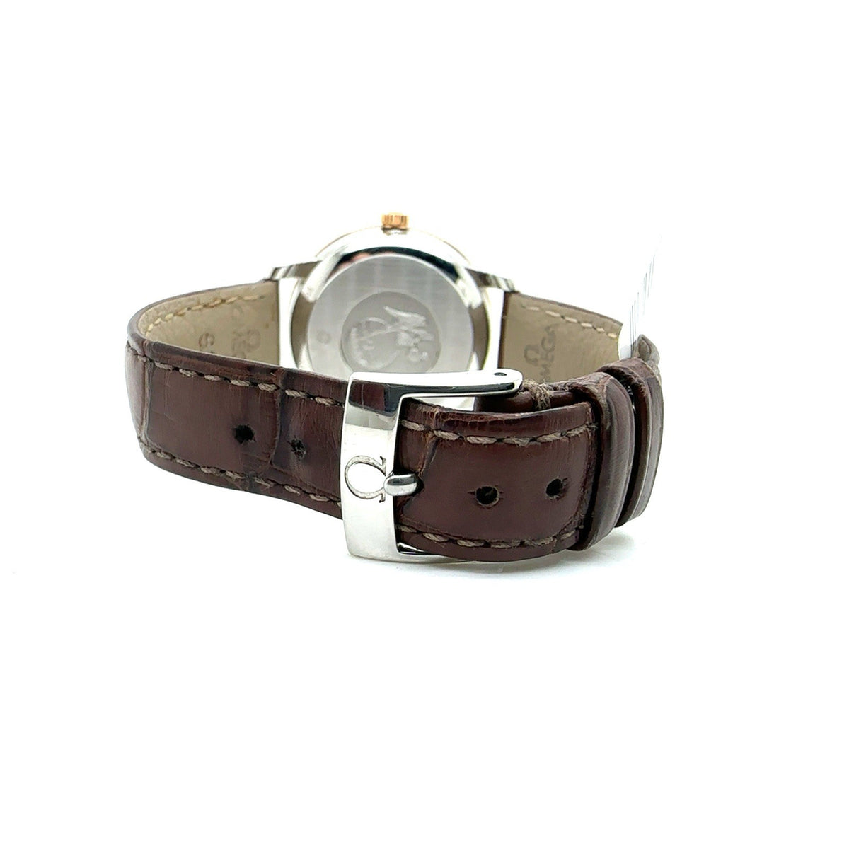 Omega Prestige Deville Rose Gold Steel Automatic Watch Leather W/ Card (view 4)
