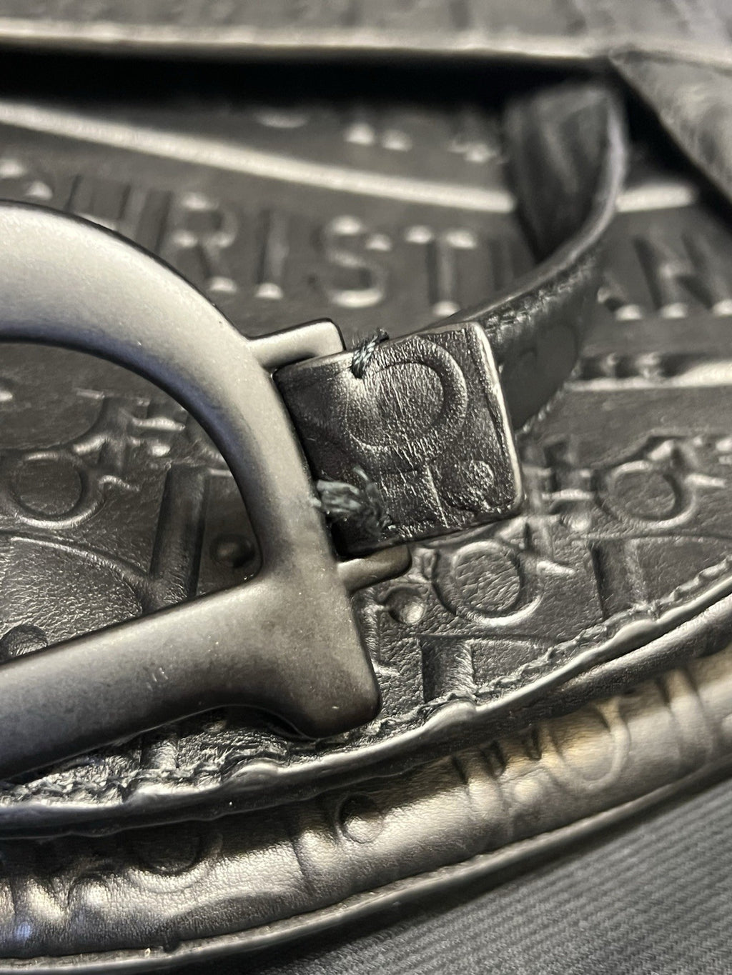 CHRISTIAN DIOR BLACK OBLIQUE EMBOSSED CALFSKIN SADDLE BAG — view 11
